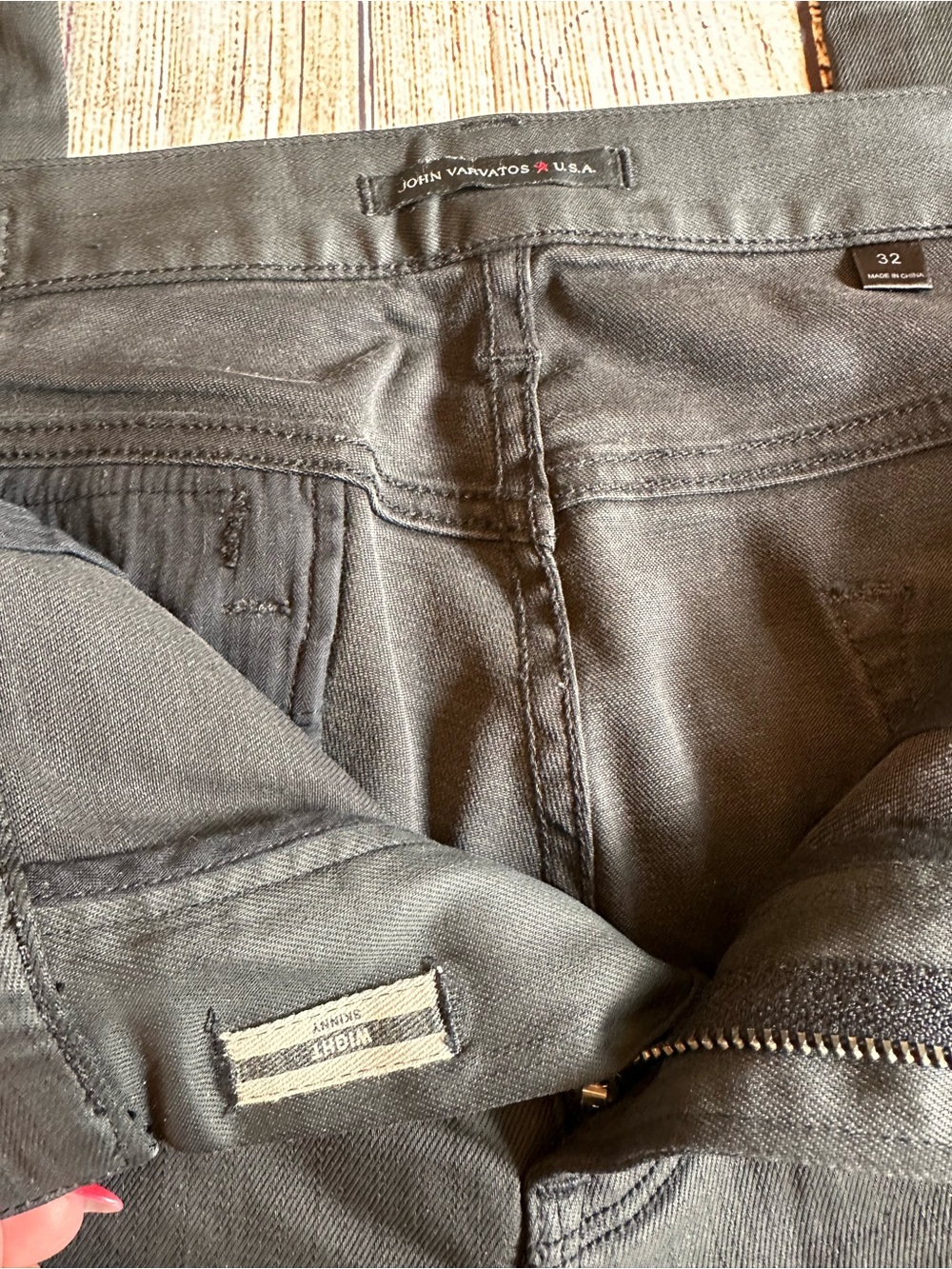 John Varvatos Star USA Black Waxed Coated Slim Straight Jeans 32 - Picture 4 of 4